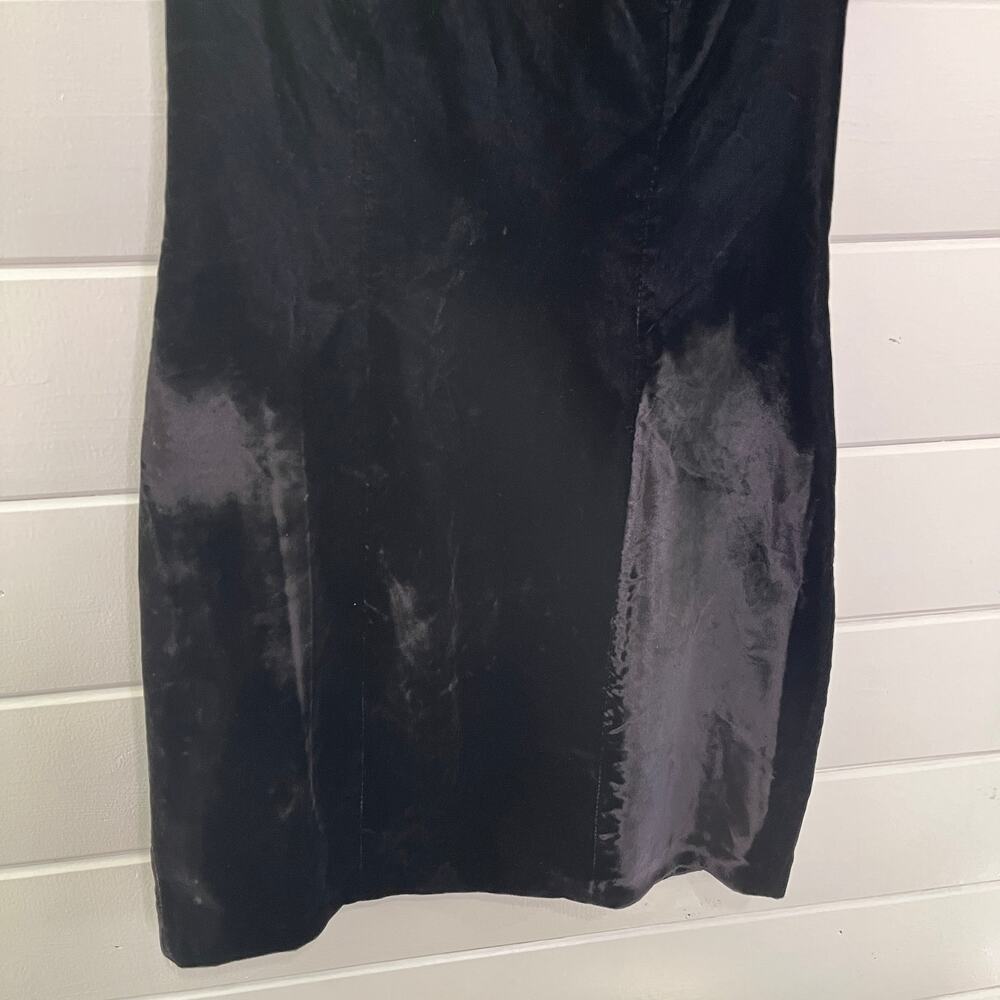 Vtg 90s Velvet Mini Bodycon Dress Sleeveless Lace Up Back Goth Dark Punk Short 5 - Picture 4 of 9